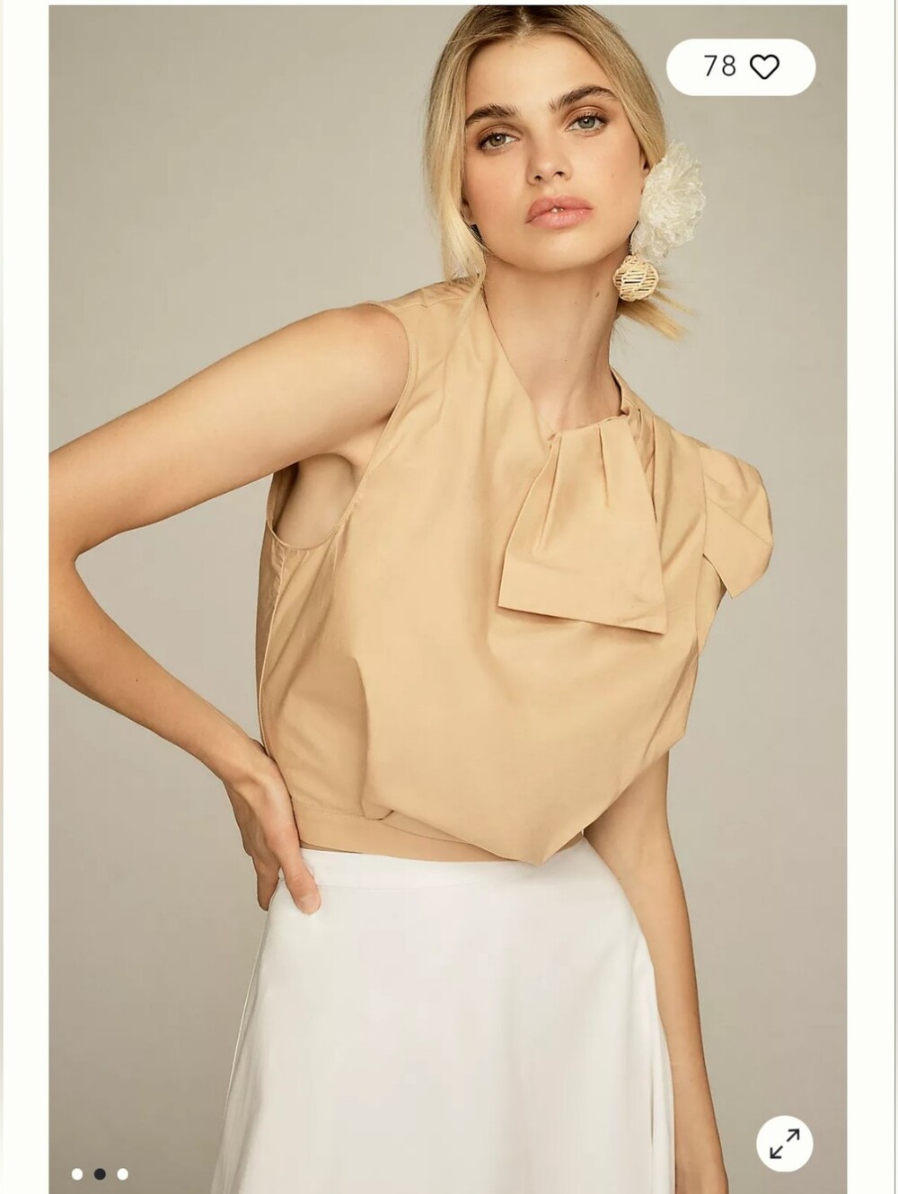 Sleeveless Top w/ Draped Neck